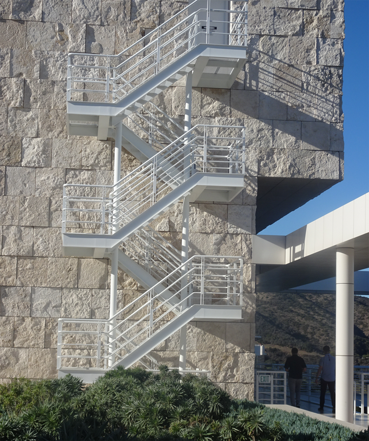stairway climving the outside walls, getty center